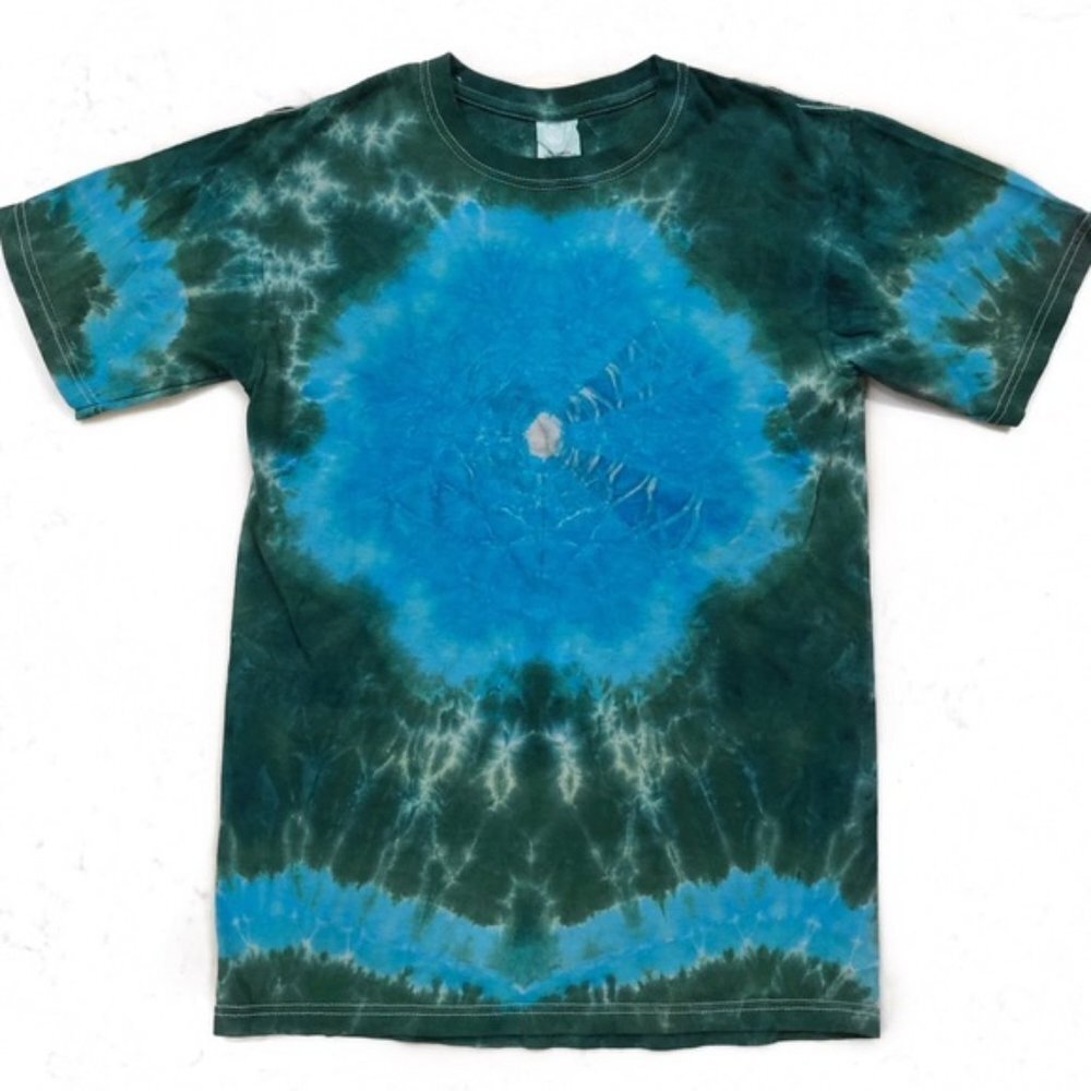 Y2K Tie Dye Cotton Custom T-Shirt Green Size Small